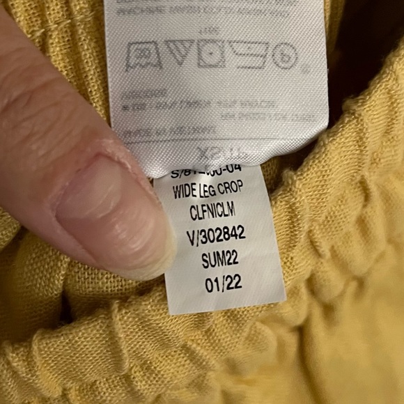 NWT Banana Republic Factory Yellow Wide Leg Crop Linen Blend Pants XS Petite - Picture 8 of 11